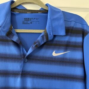Nike Golf Blue Striped Dri-FIT Polo